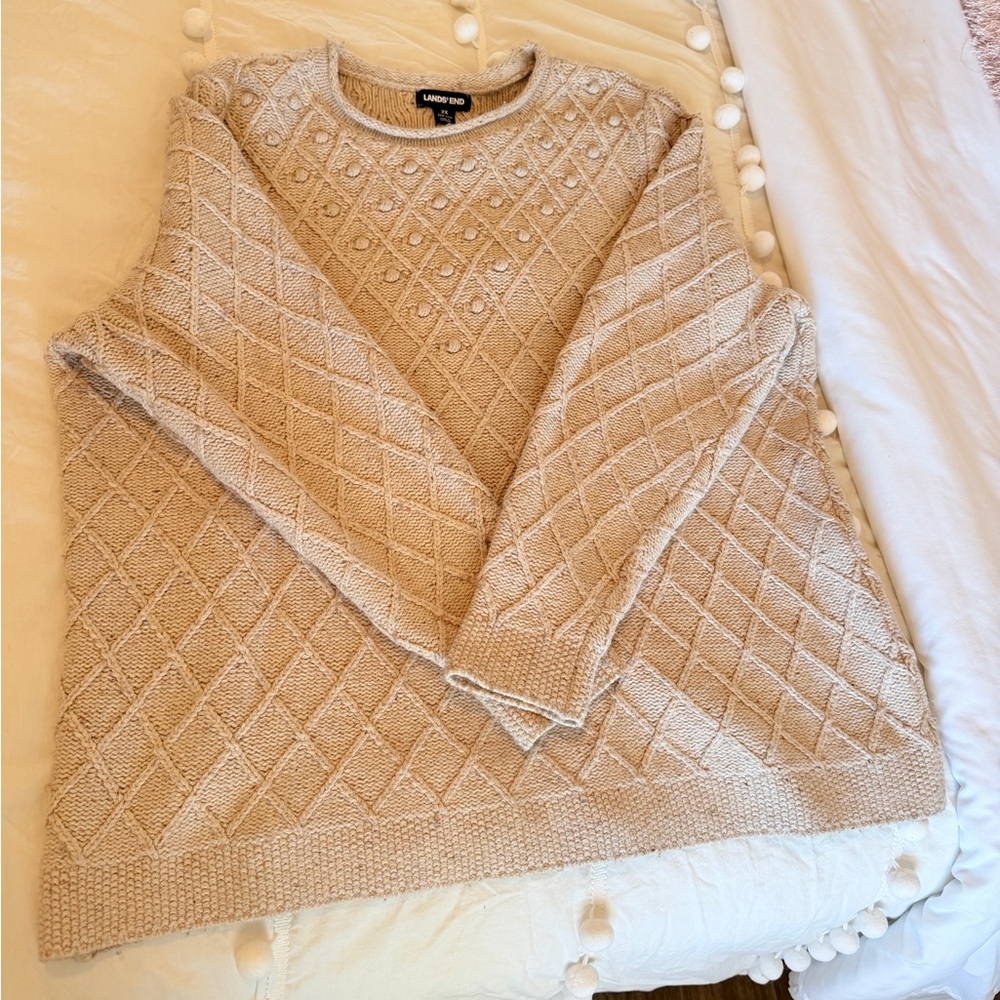 Lands' End Cream Knit Sweater
